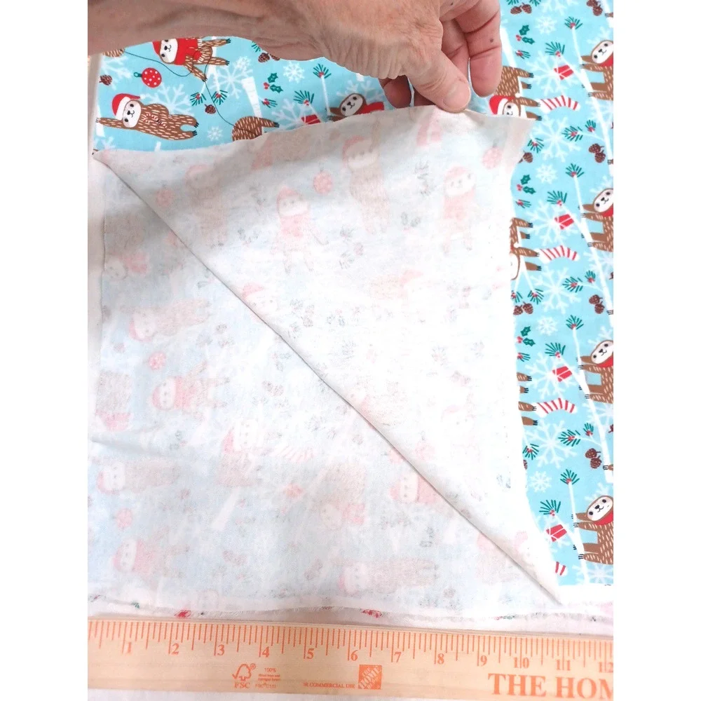 Jo-Ann Sloth Christmas Doodles Blue Red Knit Stretch Fabric 1 Pc 26x58